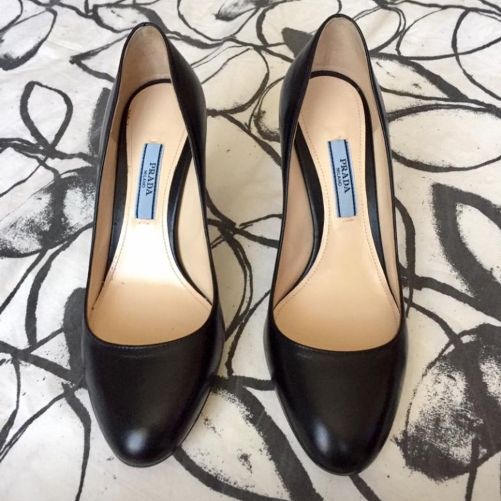 Prada round toe pumps